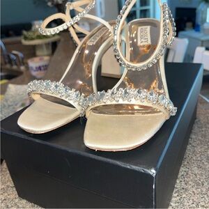 Badgley Mischka Crystal Embellished Gold Heels